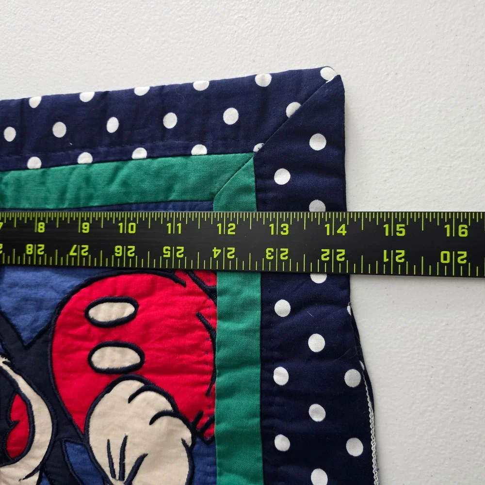 Vintage Mickey & Co Disney Quilted Polka‎ Dot Pillow Sham Navy Blue 14.5x14.5
